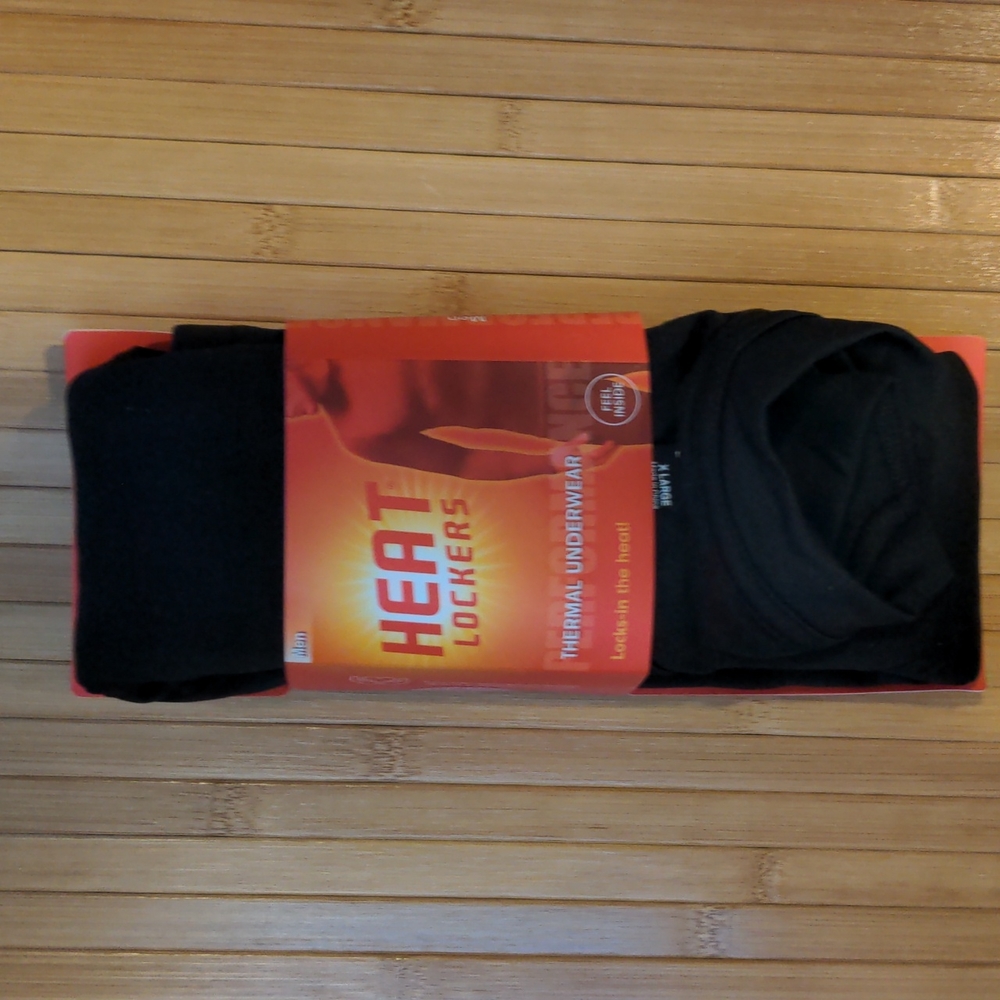 Mens Black Thermal Heat Lockers Long Sleeve Underwear Shirt Sz Medium NEW